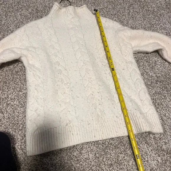 Madewell XS Cream Cable Knit Mock Neck Sweater Classic Cozy Pullover - Picture 6 of 8